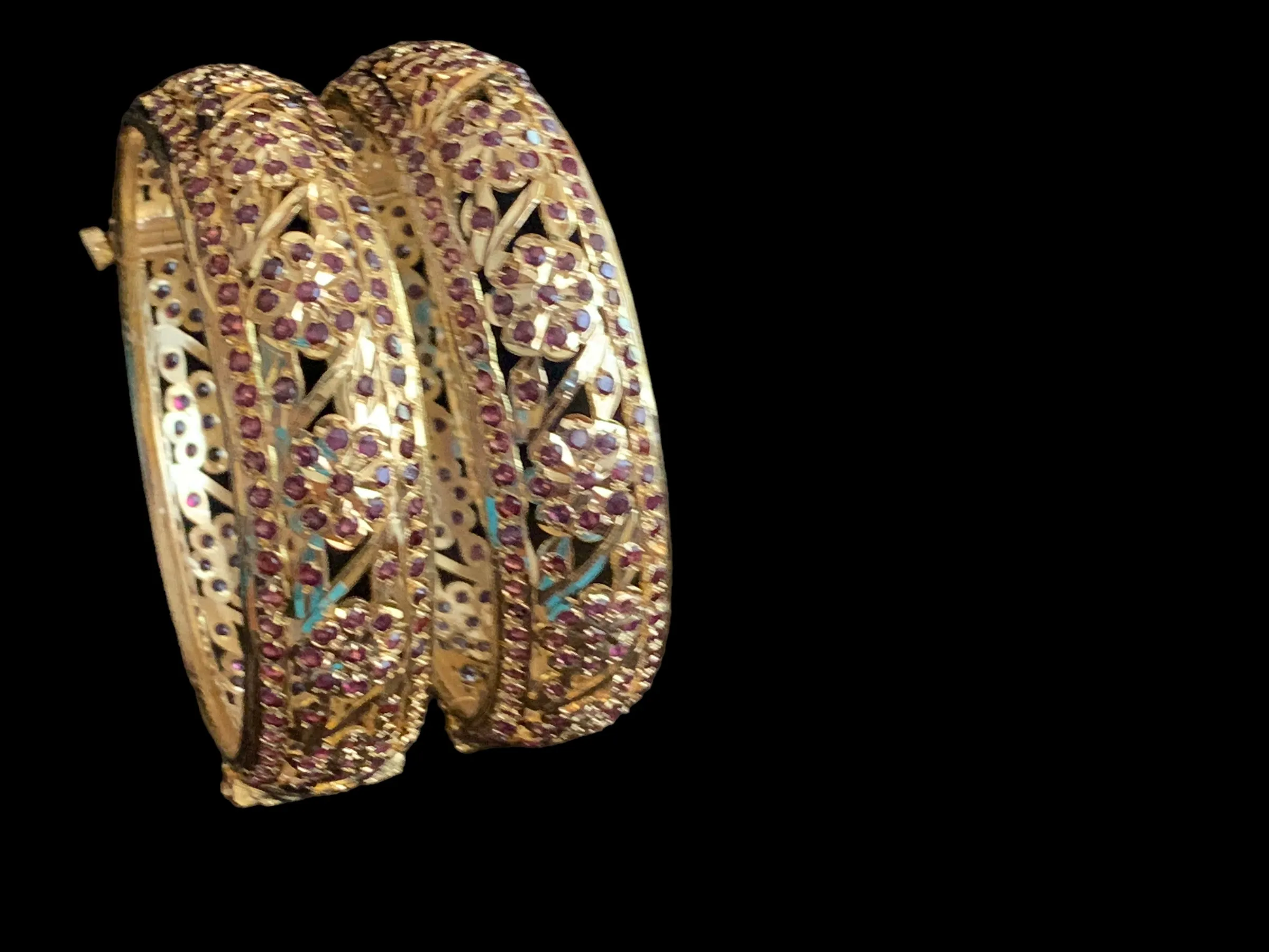 B169 Sarah gold plated bangles in garnet ( READY TO SHIP)