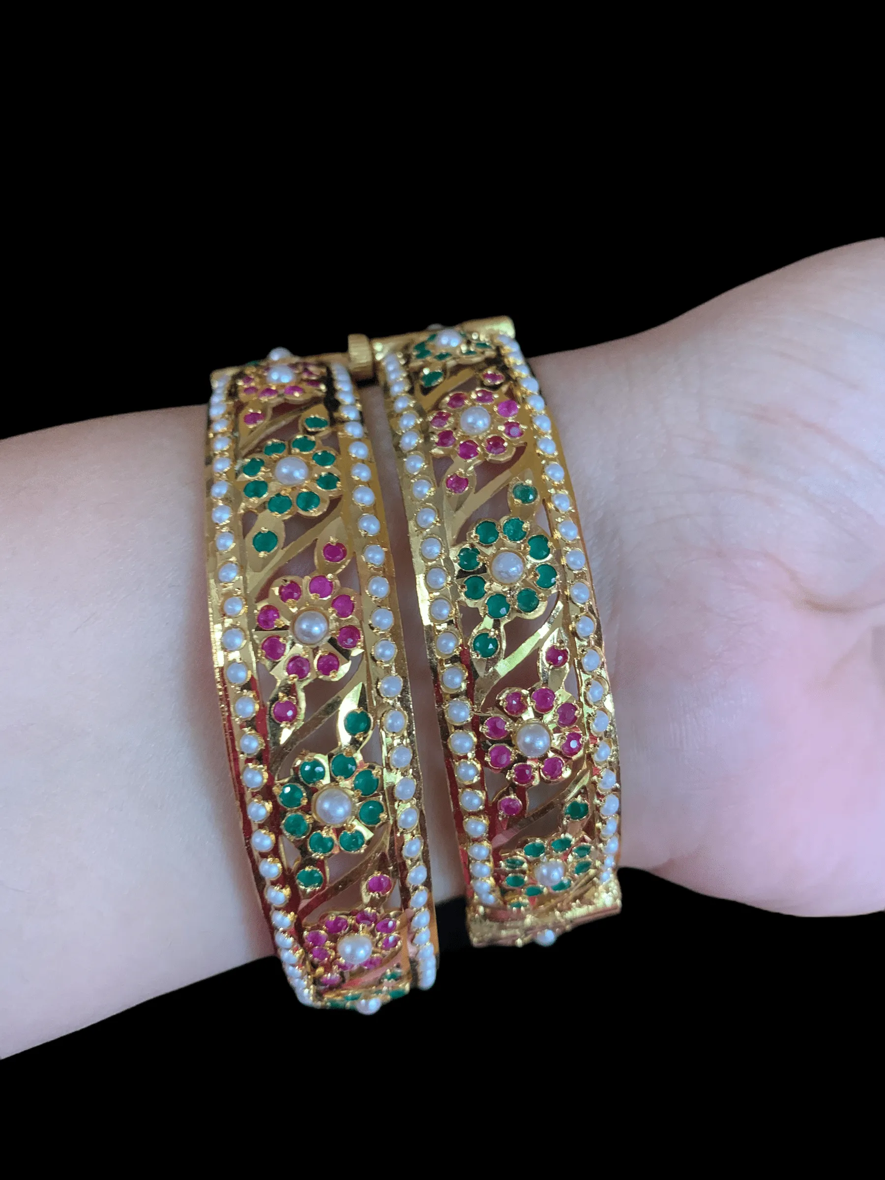 B24  SARAH JADAU BANGLES - ruby emerald     ( READY TO SHIP )