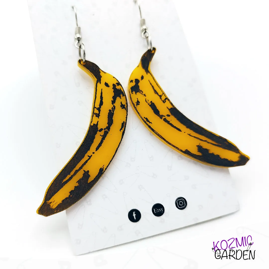 BANANA EARRINGS: Andy Warhol Inspired Pop Art for Your Ears!