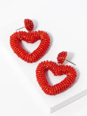 Bead Wrapped Open Heart Drop Earring