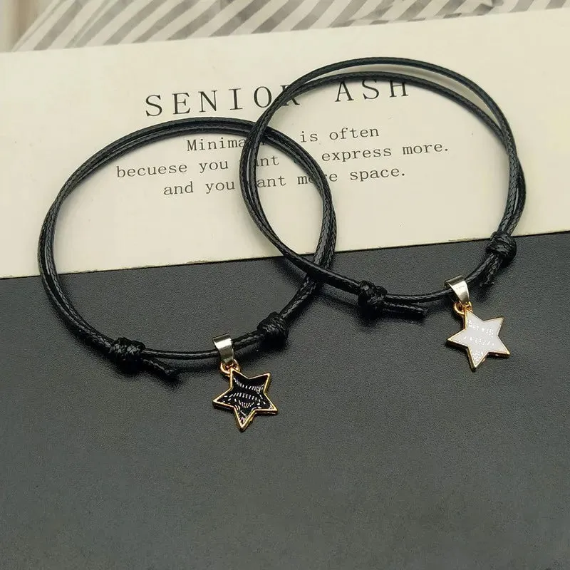 BFF Black White Rope Stars Bracelets