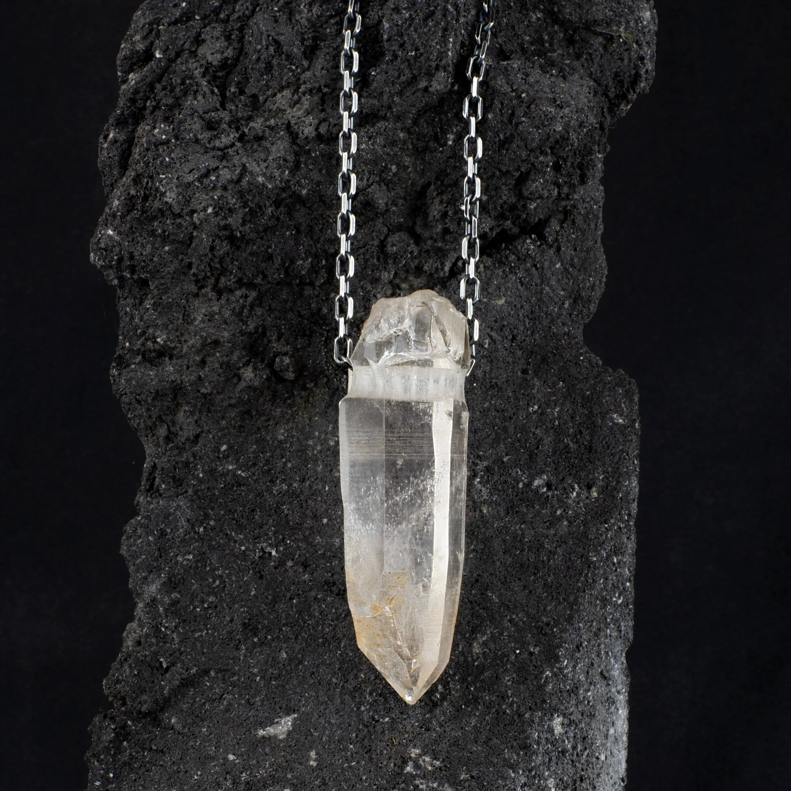 Big Crystal Quartz pendant   chain