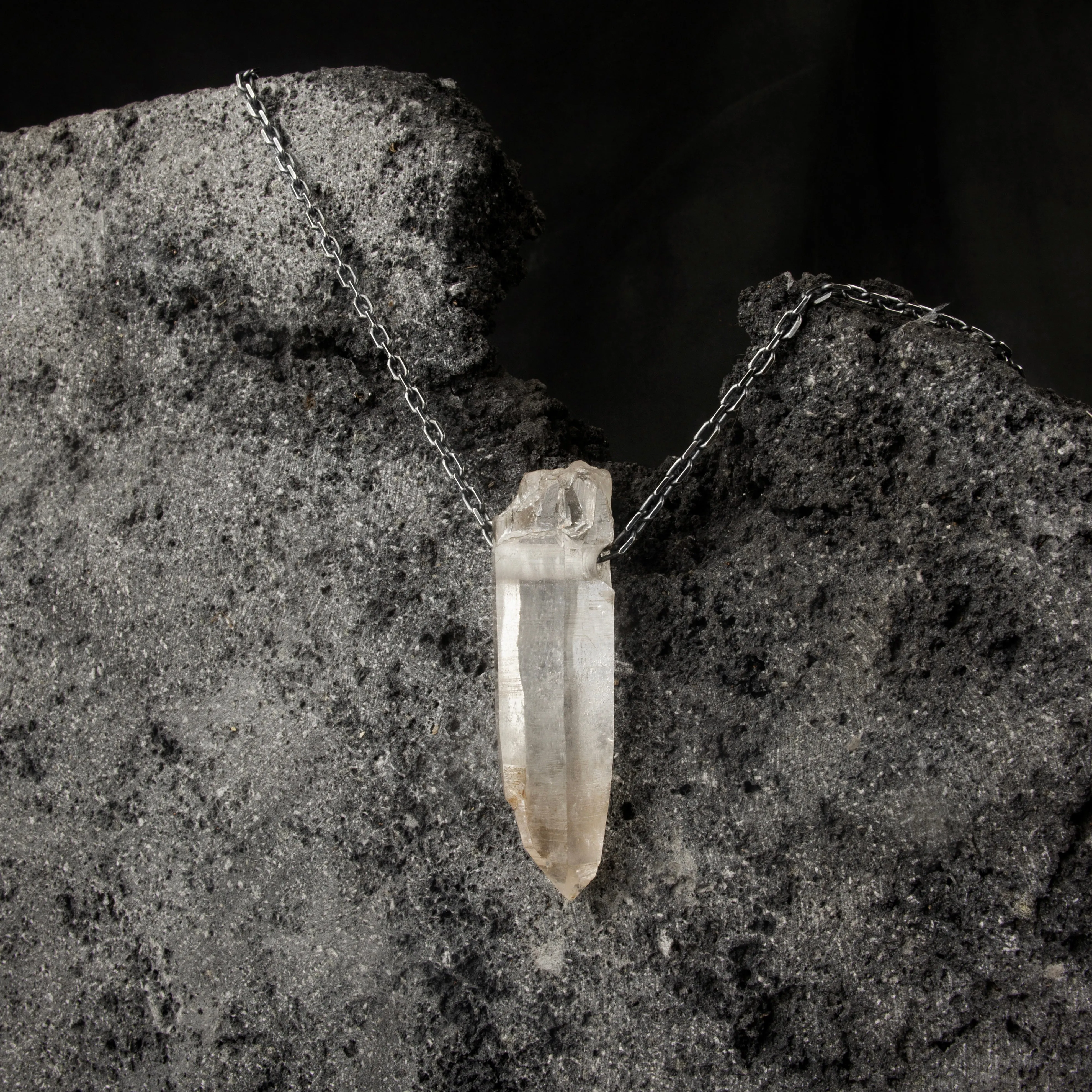 Big Crystal Quartz pendant   chain