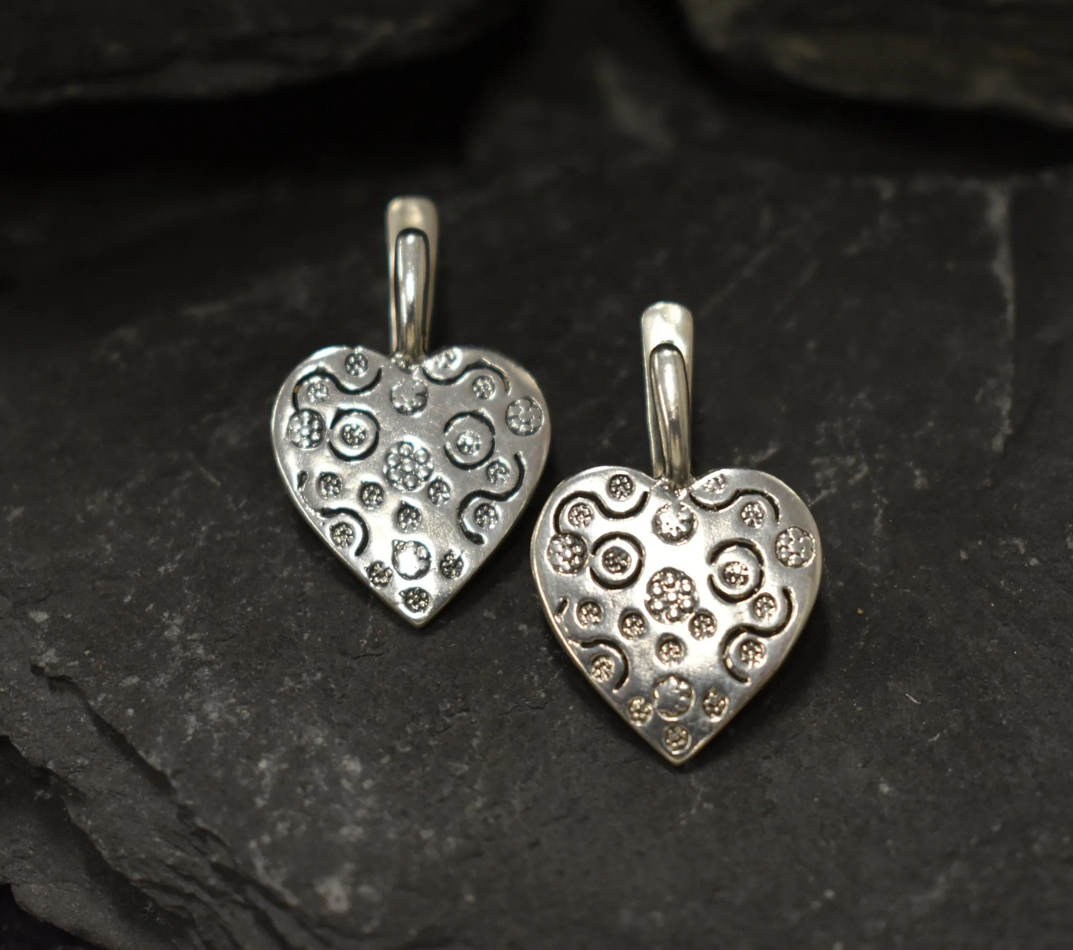 Big Heart Earrings - Swirl Heart Earrings - Vintage Love Earrings