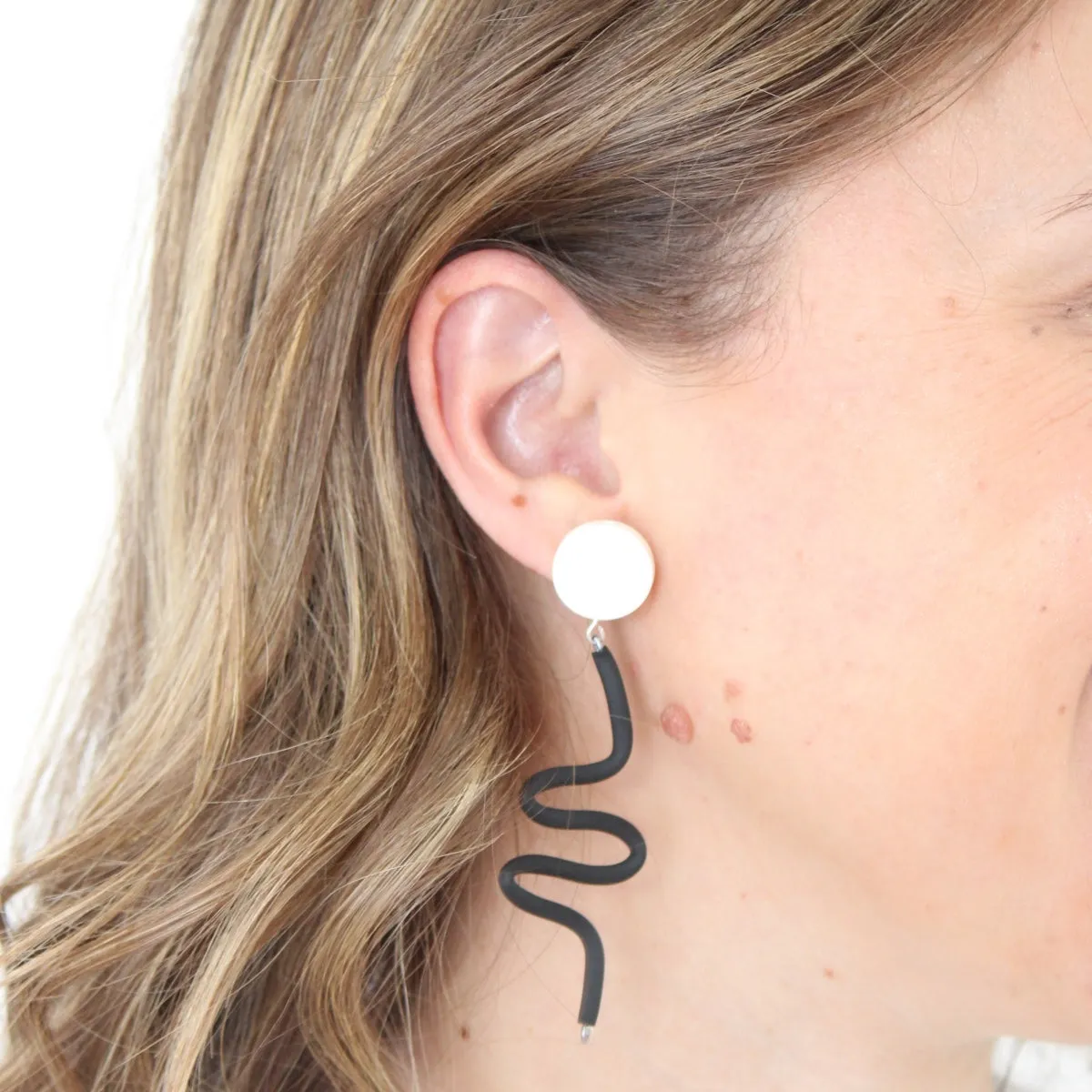 Black and White Rubber Tubing Remi Earrings