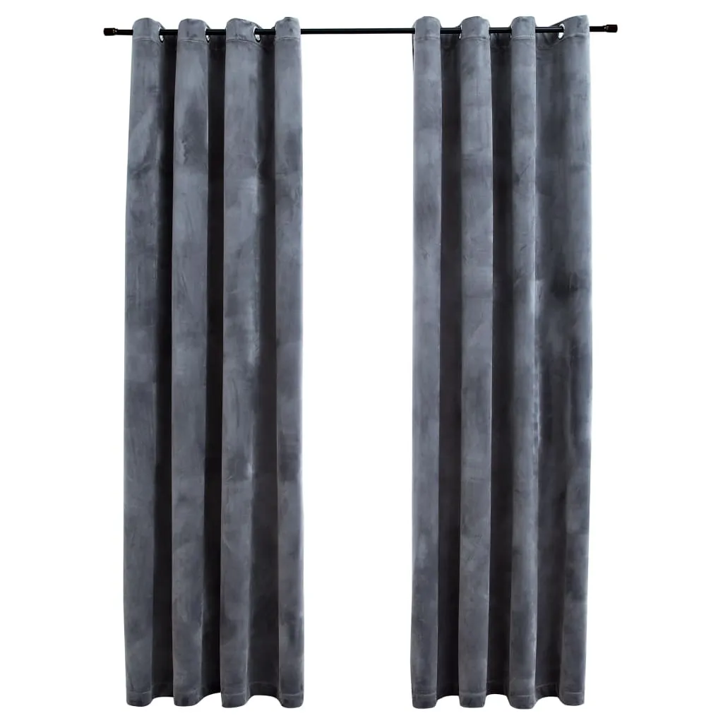 Blackout Curtains with Rings 2 pcs Velvet Anthracite 140x175 cm