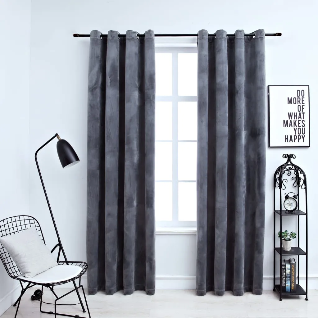 Blackout Curtains with Rings 2 pcs Velvet Anthracite 140x175 cm