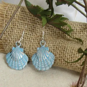 Blue Shell Earrings Beach Earrings Sea Shell Sea Glass Earrings