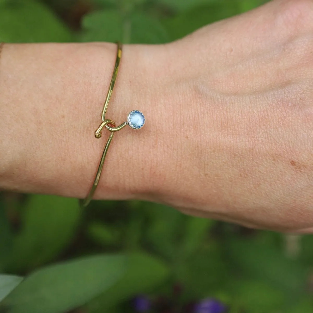 Blue Topaz Dew Drop Brass Bracelet