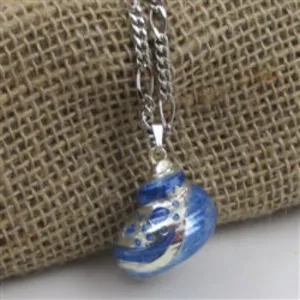 Blue Turban Shell Pendant Necklace