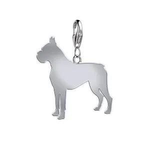 Boxer Silhouette Silver Charm