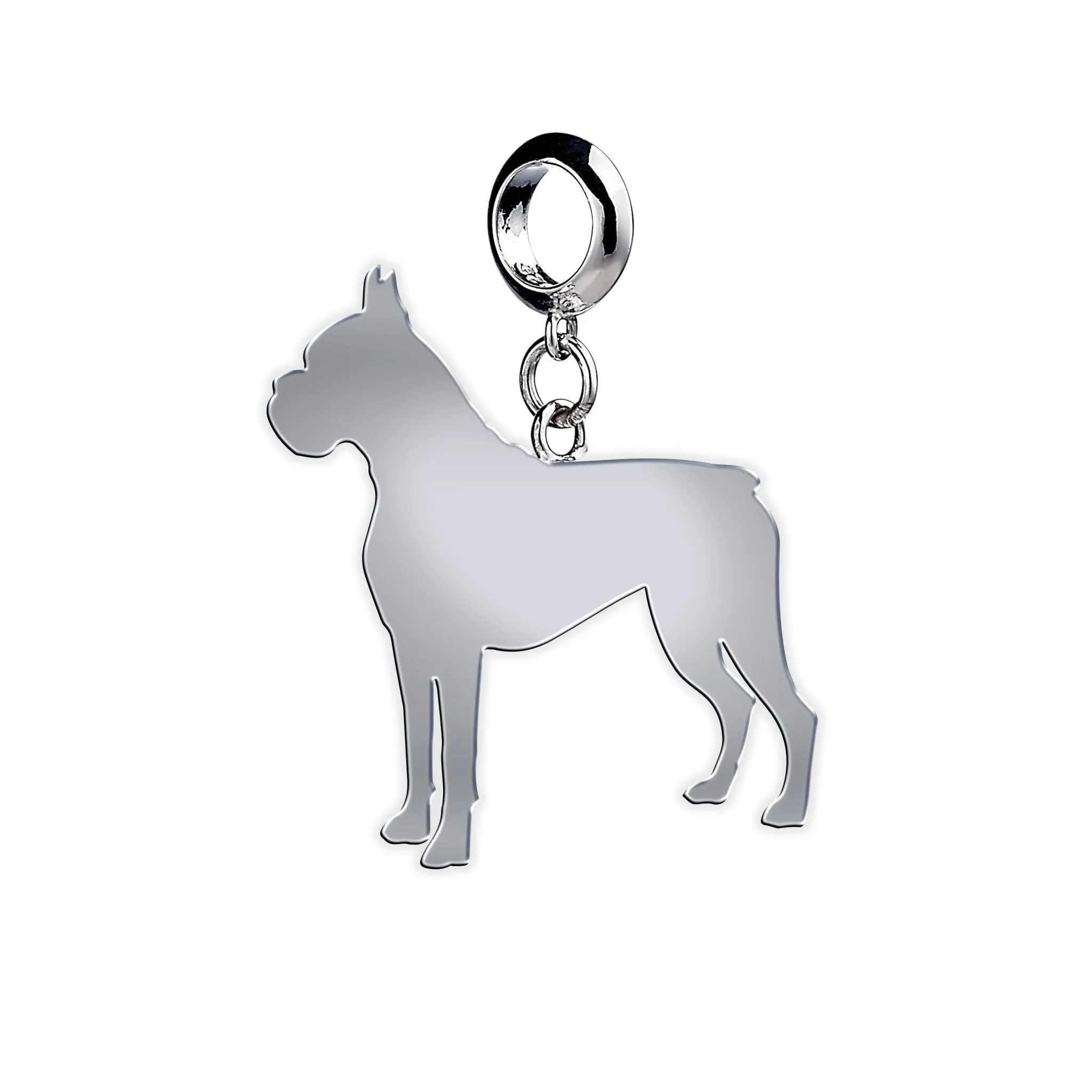 Boxer Silhouette Silver Charm