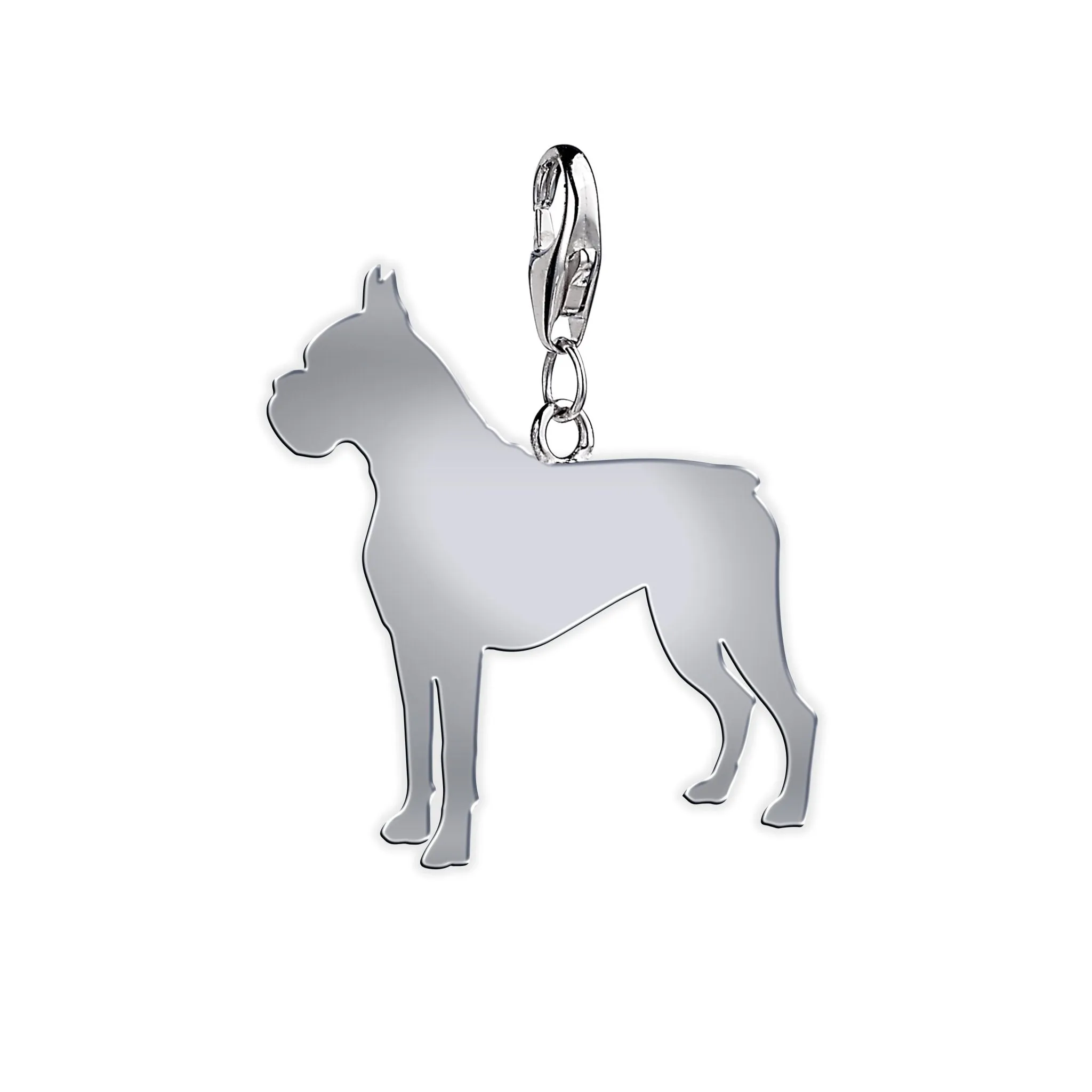 Boxer Silhouette Silver Charm