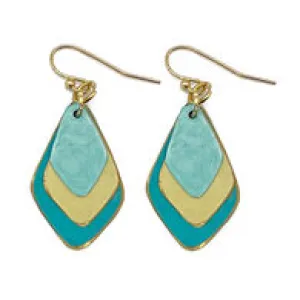 Brass Patina Earrings - Teal Layers