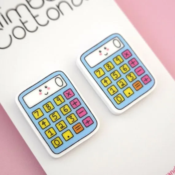 Calculator Maths Teacher Acrylic Statement Stud Earrings