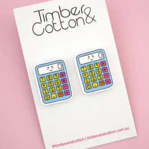 Calculator Maths Teacher Acrylic Statement Stud Earrings