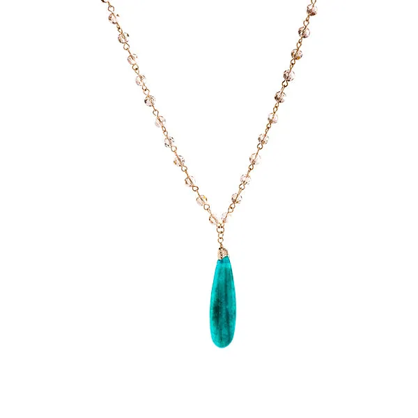 Corinne Teardrop Stone Beaded Necklace - 4 Colors