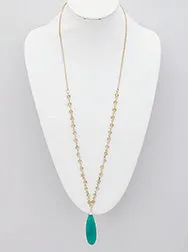 Corinne Teardrop Stone Beaded Necklace - 4 Colors