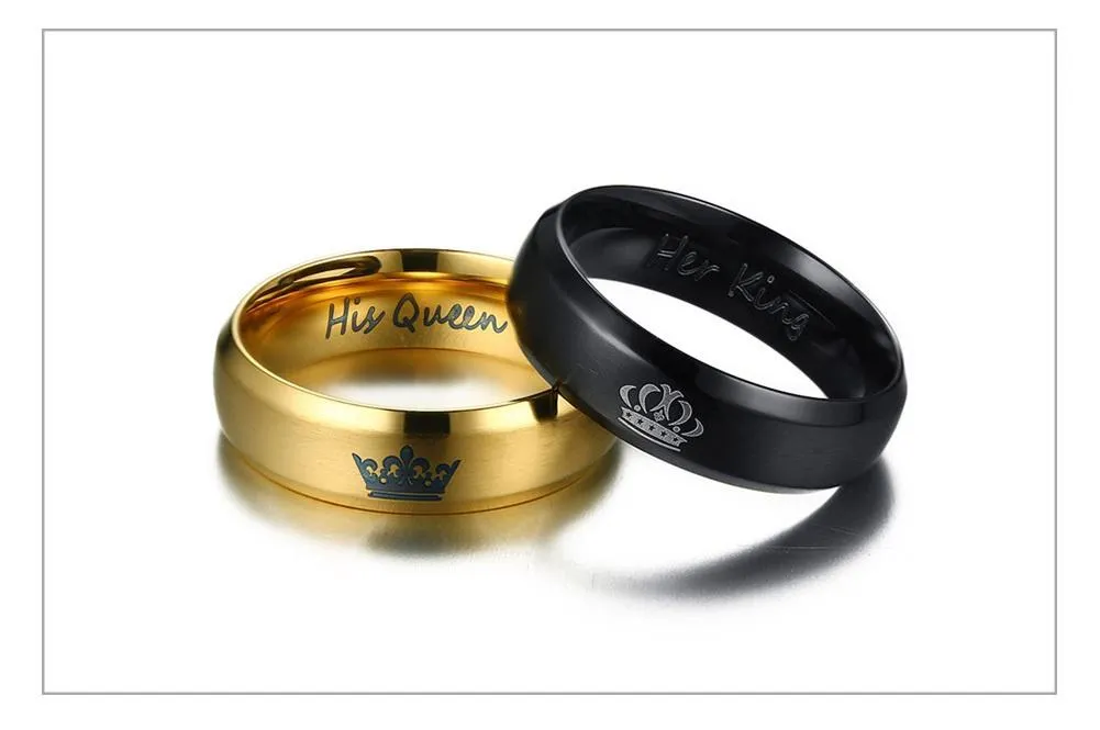 Couple's King &amp Queen Matte Finished Rings