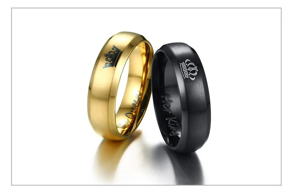 Couple's King &amp Queen Matte Finished Rings