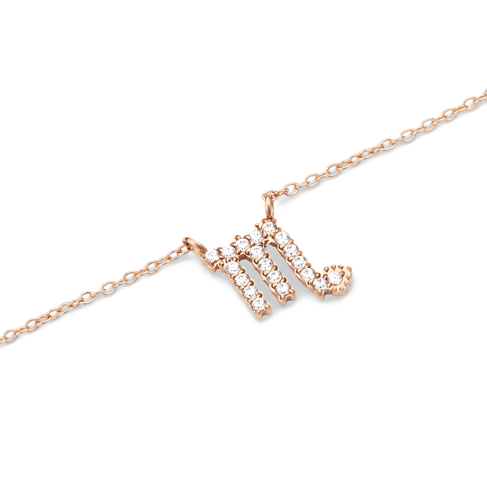 Crystal Zodiac Chain Necklace Rose Gold