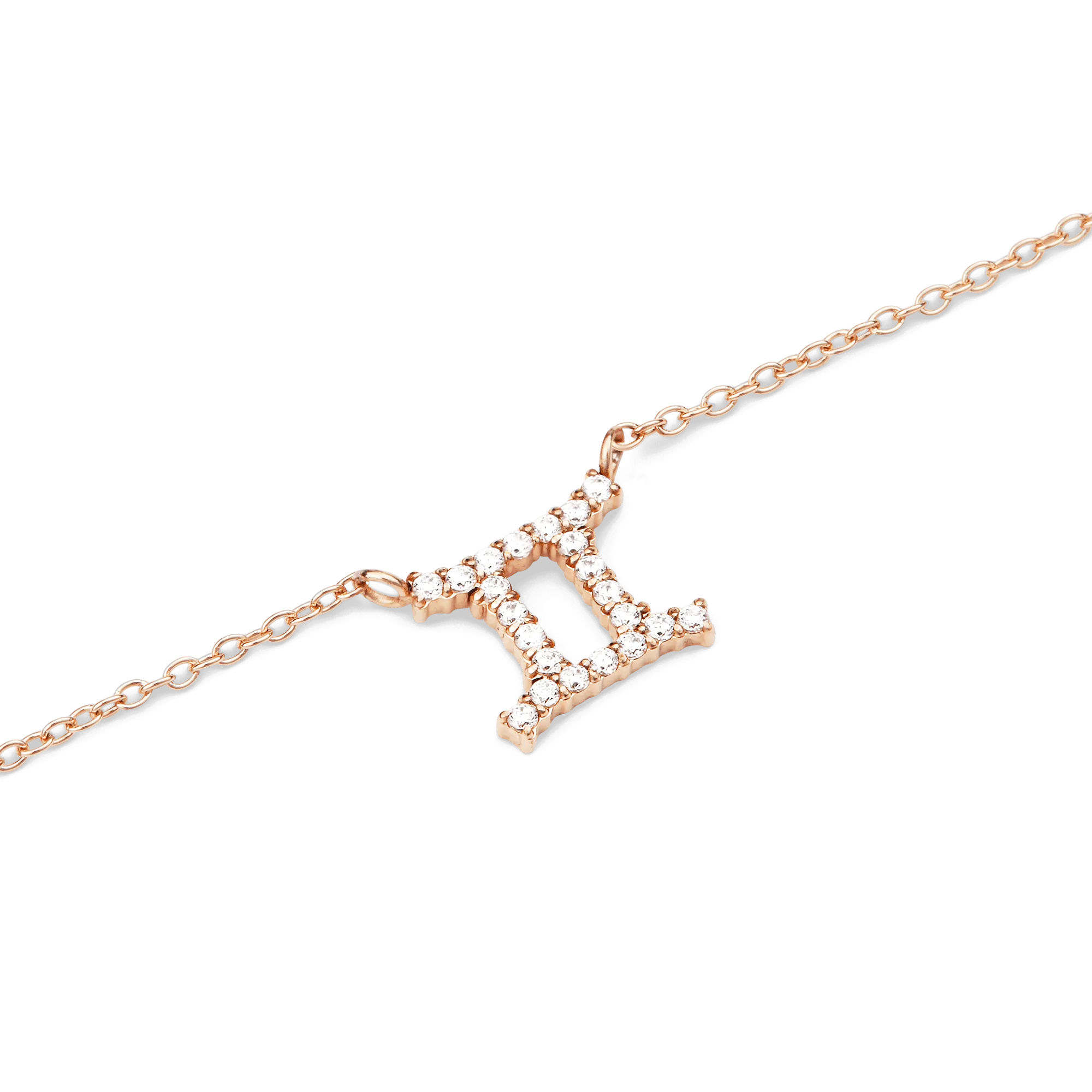 Crystal Zodiac Chain Necklace Rose Gold