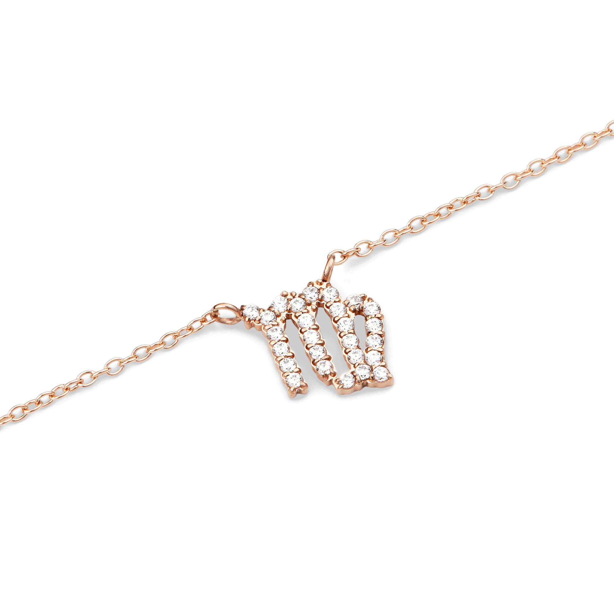 Crystal Zodiac Chain Necklace Rose Gold