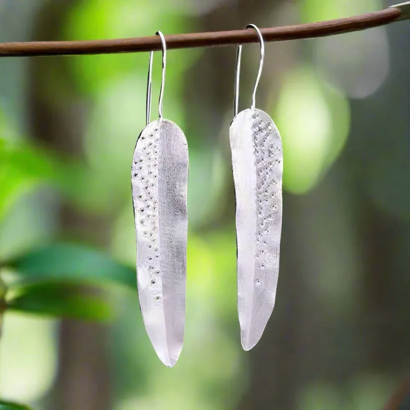 Dewdrops on Willow Leaves Dangle Earrings