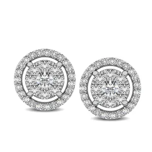 Diamond 1/2 Ct.Tw. Round Double Frame Stud Earrings