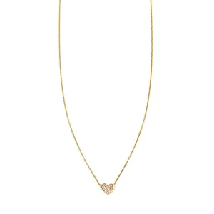 Diamond & Gold Curved Heart Necklace