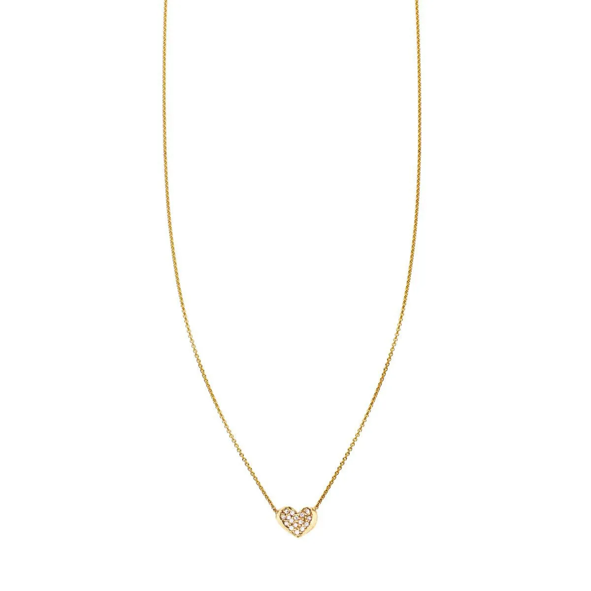 Diamond & Gold Curved Heart Necklace