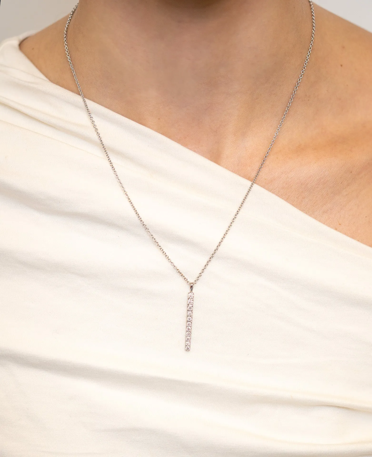 Diamond Bar Pendant Necklace by Skeie's