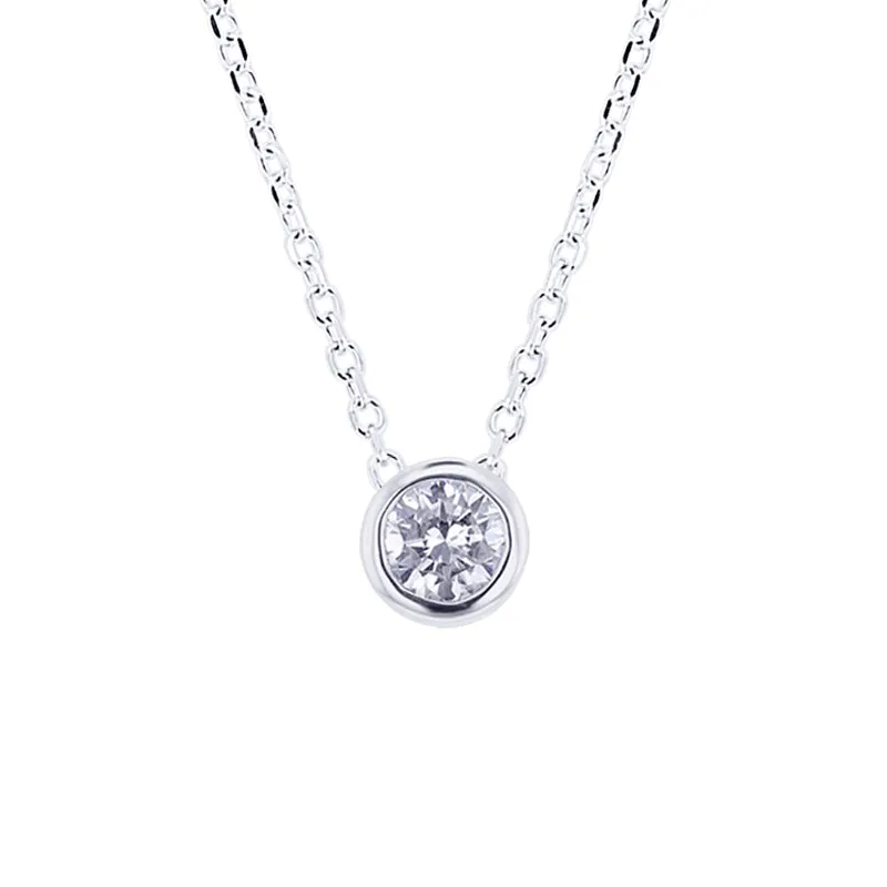 Diamond Bezel Solitaire Necklace 3/8ct