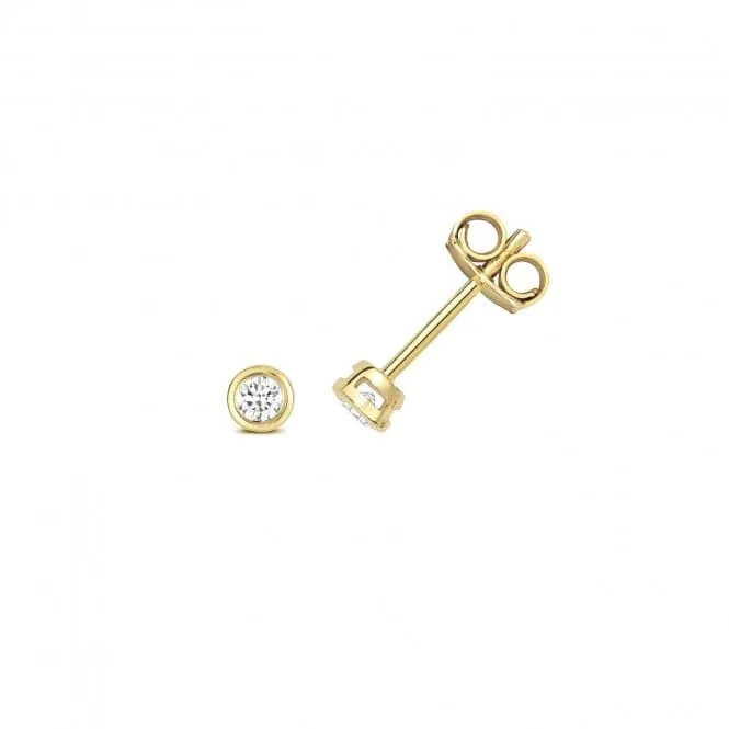 Diamond Jewellery 18ct Gold Diamond Rubover Earring Studs EDQ347