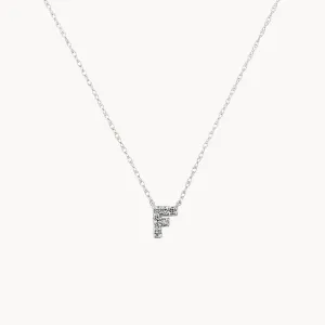 Diamond Letter F Necklace in Silver