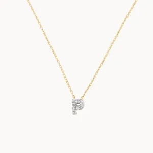 Diamond Letter P Necklace in 10k Gold