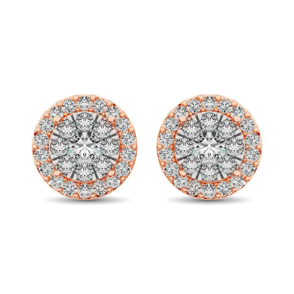 Diamond Stud earrings 3/4 ct tw in 14K Rose Gold