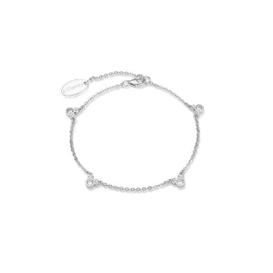 Disney Rhodium Plated Sterling Silver Mickey Mouse Repeat CZ 19cm Bracelet