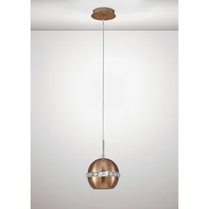 Diyas  IL31610 Andrea Single Pendant Satin Copper/Crystal