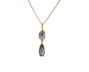 Double Sapphire Slice Necklace