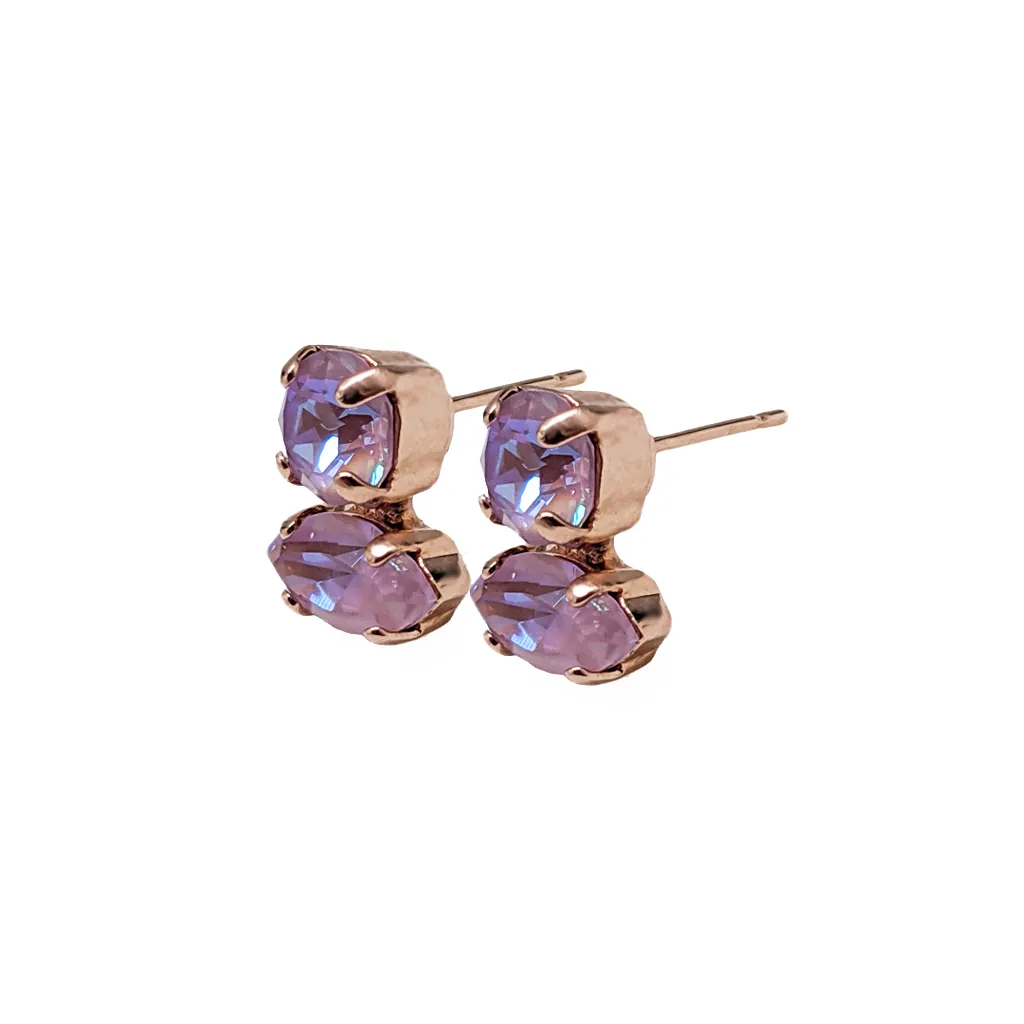 Double Stone Marquise and Round Post Earrings in Sun-Kissed "Lavender" *Custom*