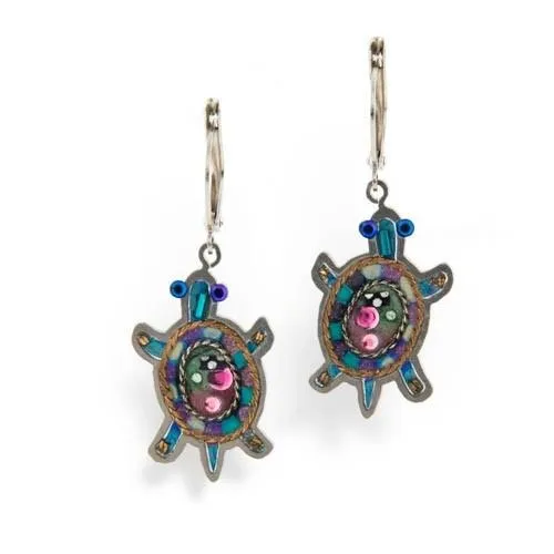 Earrings - Artistic Colorful Turtles