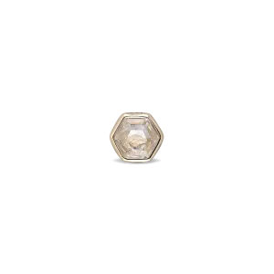 Ela •  14K Gold Hexagon Gemstone Threadless Ends • White Topaz