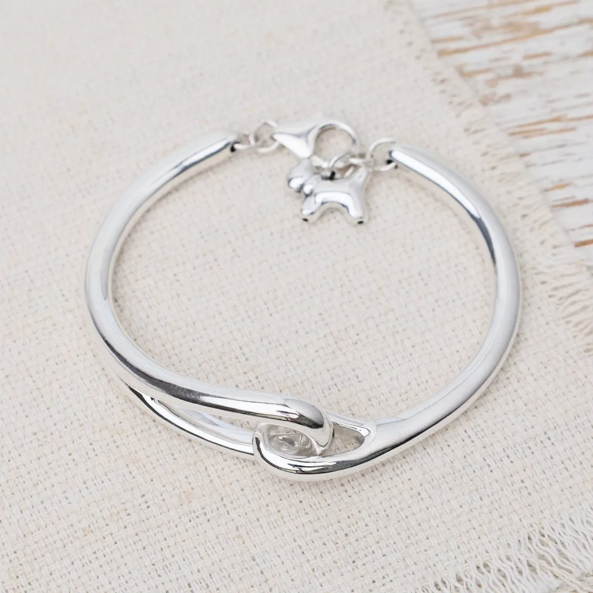 Electroform Bangle with Catch & Small Dog Charm Bracelet