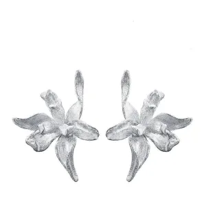 Elegant Iris Flower Stud Earrings