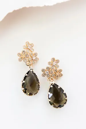 Emery Crystal Drop Earrings - Espresso