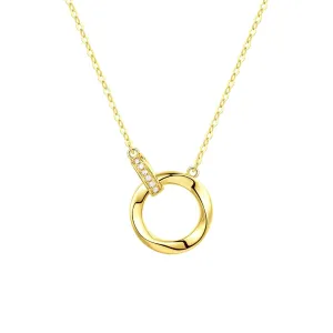 FANCIME "Mobius Circle" 14K Solid Yellow Gold Necklace