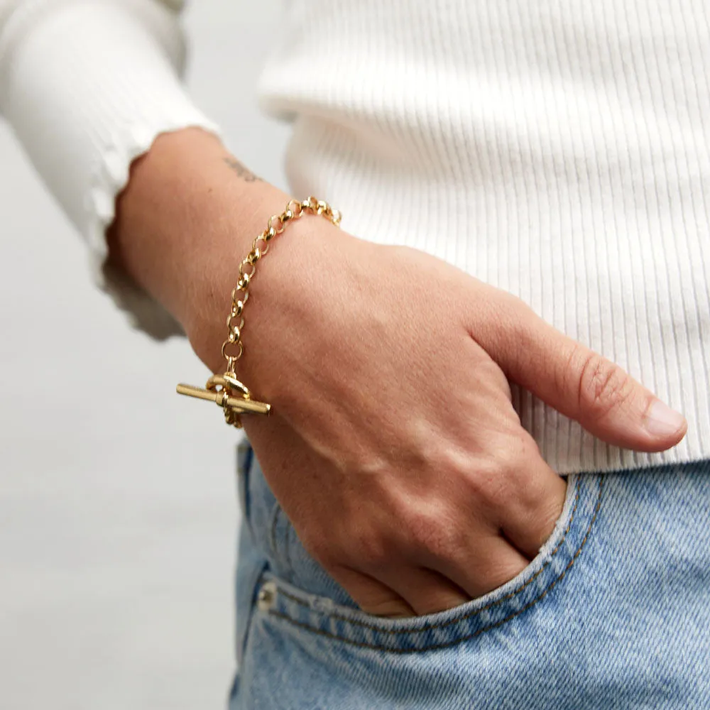 Fernshaw Yellow Gold T-Bar Belcher Bracelet