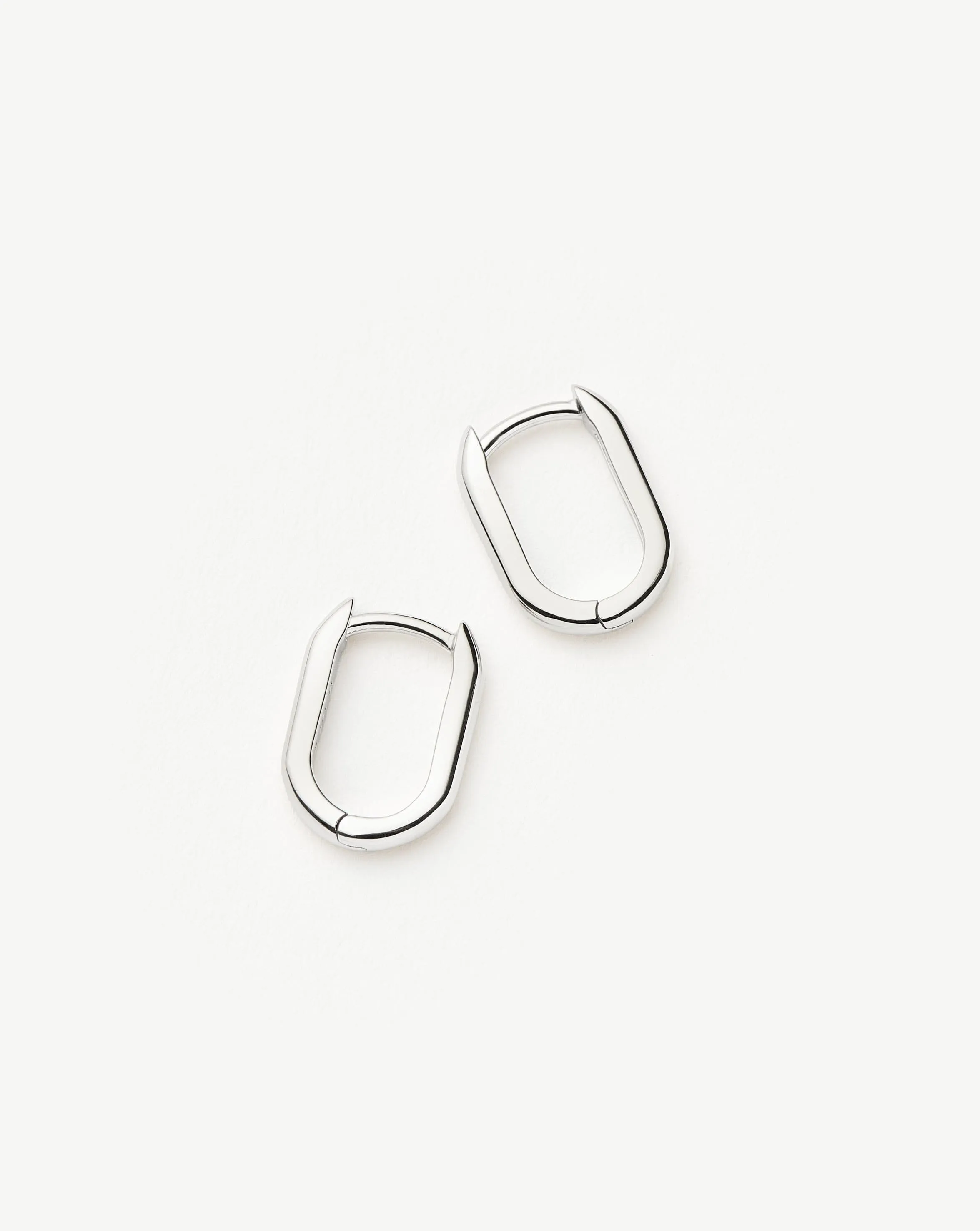 Fine Ovate Mini Hoop Earrings | 14ct Solid White Gold