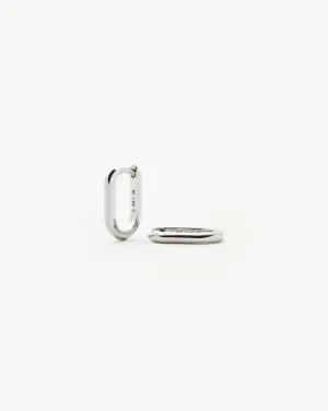 Fine Ovate Mini Hoop Earrings | 14ct Solid White Gold